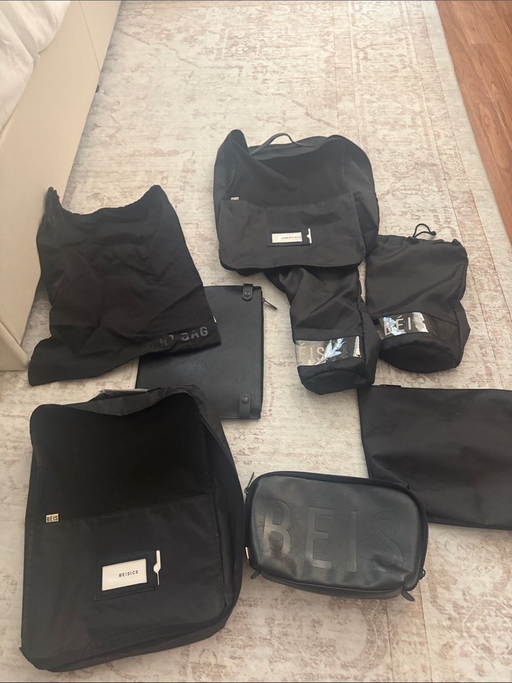 BEIS Black Travel Bag Set